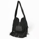 ADBGA734 Suede Fringe Crossbody Bag - Western Embroidered Boho Hobo Purse