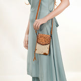 LC-ADBG822 Hair-On Cowhide Crossbody Phone Bag with Silver Speckles