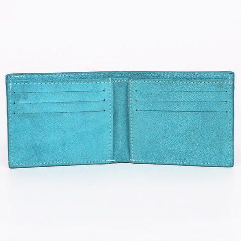 ADBGZ919 Genuine suede Leather Bifold Wallet with White Embroidered Stitch Detail