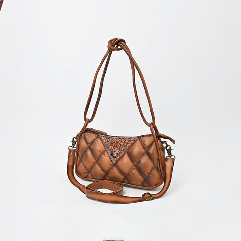 ADBGM884 American Darling Hand-Tooled Quilted Leather Crossbody Shoulder Bag