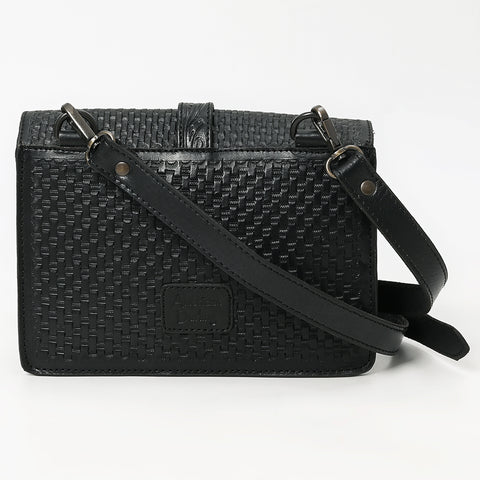 LC-ADBGZ853 Black Tooled Leather Buckle Crossbody Bag American Darling