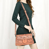 ADBG1134 Hand-Tooled Western Leather Crossbody Wallet-Genuine Cowhide Bag by American Darling