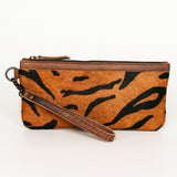 LC-ADBG344 Printed Hair-On Hide Wristlet Clutch with Leather Strap
