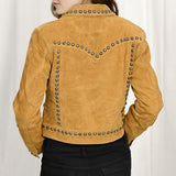 ADJKT043 Genuine Leather Women Shirt Jacket Dress