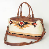 LC-ADBG460 Southwestern Wool & Leather Duffel Bag Handwoven Saddle Blanket Travel Tote