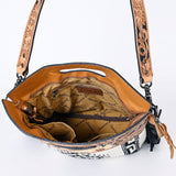 ADBGS146 Aztec Wool & Tooled Leather Shoulder Bag - Western Fringe Crossbody
