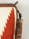LC-ADBG870 Western Leather Duffel Bag with Tooled Straps & Wool Saddle Blanket American Darling Travel Bag