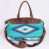 LC-ADBG460 Southwestern Wool & Leather Duffel Bag Handwoven Saddle Blanket Travel Tote