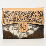 ADBGZ842 Hand-Tooled Leather & Cowhide Western Wallet Clutch American Darling