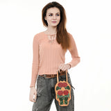 ADBGA570 Hand-Tooled Rose Skull Leather Tote Western Floral Art Bag