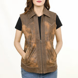 LC-ADJKT035 Genuine Vintage Leather Women Shirt Jacket Dress