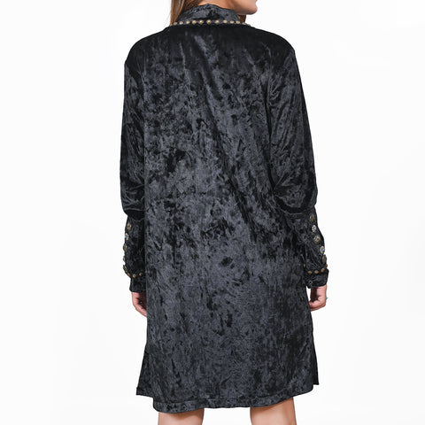 ADDR013 American Darling Black Velvet Fabric Dress Studded Concho Western Tunic Top