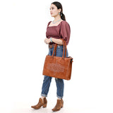 ADBG1553 Suede Western Tote with White Stitching & Shoulder Strap