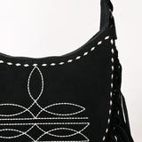 ADBG1625A Suede Fringe Crossbody Bag - Western Embroidered Leather Shoulder Purse