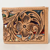 LC-ADBG1236I Hand-Tooled Leather Wallet - Western Floral Bifold Design