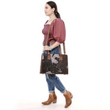 ADBG1561C Black & White Embossed Croc Leather Tote - Western Work & Travel Bag