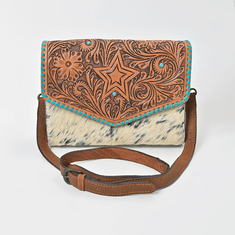 ADBGZ941 Clutch Hand Tooled Hair on Genuine Leather Women Bag