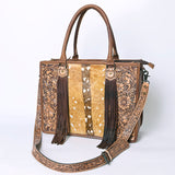 LC-ADBG230 Hand Tooled Leather Tote Bag with Hair-On Cowhide & Hand-Painted Floral Design