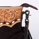 LC-ADBG109 Tooled Leather & Embossed Suede Crossbody Bag with Fringe-American Darling