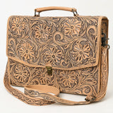 ADBG1437 Handtooled Leather Messenger Bag - Floral Carved Western Satchel