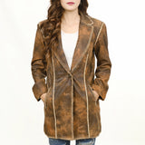 LC-ADJKT033 Genuine Vintage Leather Women Shirt Jacket Dress