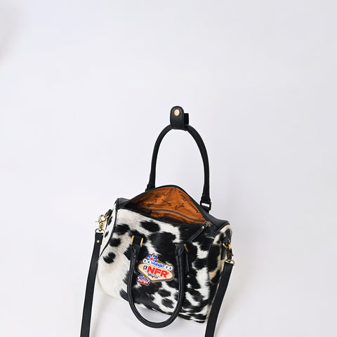 Official PRCA & NFR Licensed Collection-Hair-On Cowhide Leather Western Speedy Bag