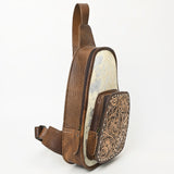 ADBG1146 Cowhide Leather Western Sling Bag with Hand-Tooled Pocket - Eleanor Edition by American Darling