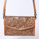 ADBG1133 Hand-Tooled Western Leather Crossbody Wallet-Genuine Cowhide Bag by American Darling