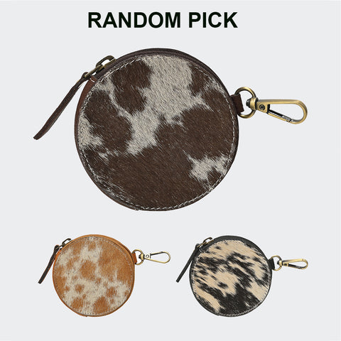 ADCHA120 American Darling Genuine Leather Hair-on-Hide Round Coin Purse Clip