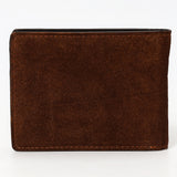 ADBGM529 Suede Western Bifold Wallet - Embroidered Leather Mens Cowboy Wallet