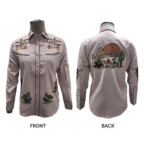 ADSH060 American Darling Blush Pink Western Apparel - Embroidered Cotton Lycra Cowboy Shirt