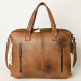 ADBG264 Hair on Hand Tooled Floral Western Tote Bag Genuine Embossed Cowhide Leather with Fringe and Adjustable Strap