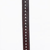 ADHTBR103 Western Studded Brown Leather Hatband with Engraved Silver Buckle
