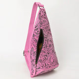 ADBG1443C Tooled Leather Western Sling Bag - Bold Pink Crossbody