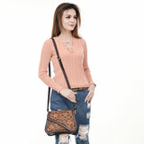 ADBGA587 Hand-Tooled Genuine Leather Western Crossbody Bag-Floral Design for Women
