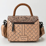 ADBG1583 Hand-Tooled Leather Briefcase Bag - Western Clutch Purse with Fringe & Adjustable Strap