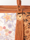 LC-ADBG230 Hand Tooled Leather Tote Bag with Hair-On Cowhide & Hand-Painted Floral Design