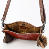 ADBG1565 Croc Embossed Leather Fringe Crossbody - Western Statement Purse