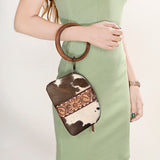 ADBG1287 Western Cowhide & Tooled Leather Clutch with Crystal Rivets - American Darling