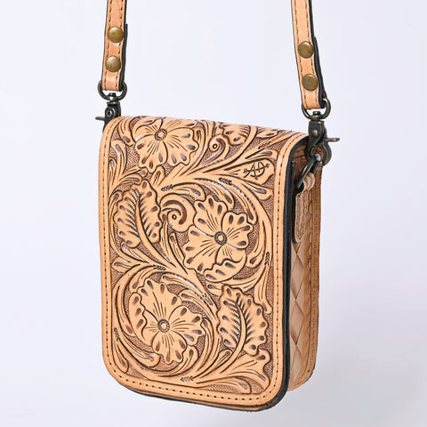 ADBG1135 American Darling Hand Tooled Floral Leather Cell Phone Bag Western Crossbody