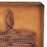 ADBGM529D Hand-Stitched Tan Leather Bifold Wallet - Western Mens Embroidered Cowboy Wallet