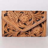 SKBG105  WALLET Hand Tooled Saddle Leather and Upcycled Canvas Ladies Bag H4XW6 SKBG105   SKBG
