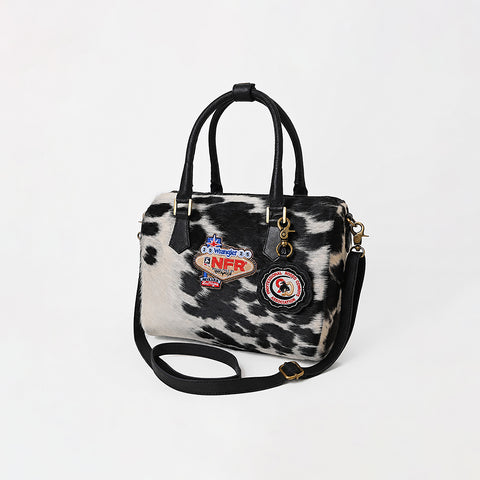 Official PRCA & NFR Licensed Collection-Hair-On Cowhide Leather Western Speedy Bag