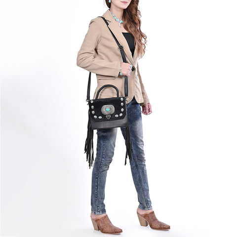 ADBG983C American Darling Cowhide Western Leather Cross body Bag with Fringes
