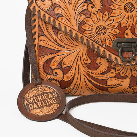 ADBG395BR Authentic Hand-Tooled Genuine Leather Envelope Clutch with Artisan Crafting