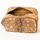 ADBG1254 Hair-On-Hide Leather Toiletry Bag - Spotted Cowhide Dopp Kit