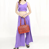 ADBG1139 Hand-Tooled Leather Western Tote Bag - Genuine Floral Cowgirl Shoulder Purse