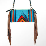 LC-ADBG344 Southwestern Wool Wristlet Handwoven Blanket Clutch with Leather Strap