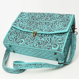 ADBG1437 Handtooled Leather Messenger Bag - Floral Carved Western Satchel