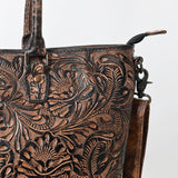 ADBG1519 Floral Embossed Leather Tote Bag - Western Crossbody & Shoulder Style